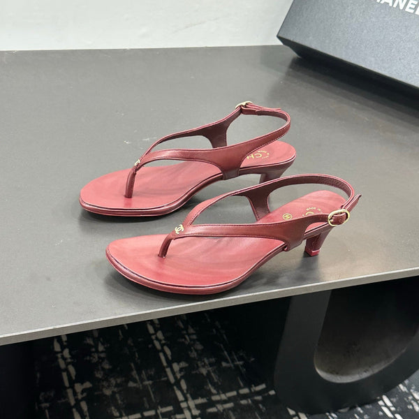 CC 26s Thong Sandals High Heel Burgundy Sheepskin 832546
