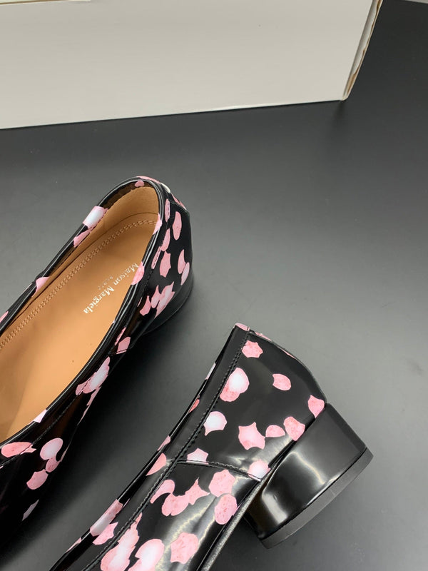 MM Tabi Ballet Flats 2cm Black Pink Cowhide 895245