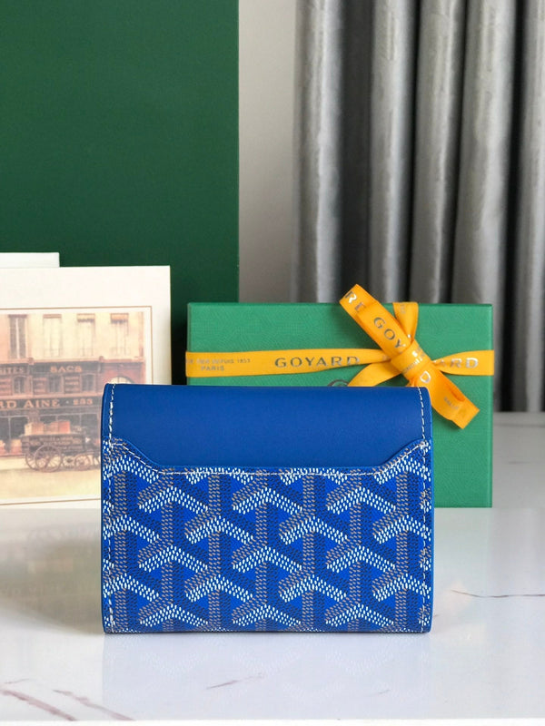 SAINT-GABRIEL WALLET 12 IN SAPPHIRE BLUE CALFSKIN AND GOYARDINE CANVAS