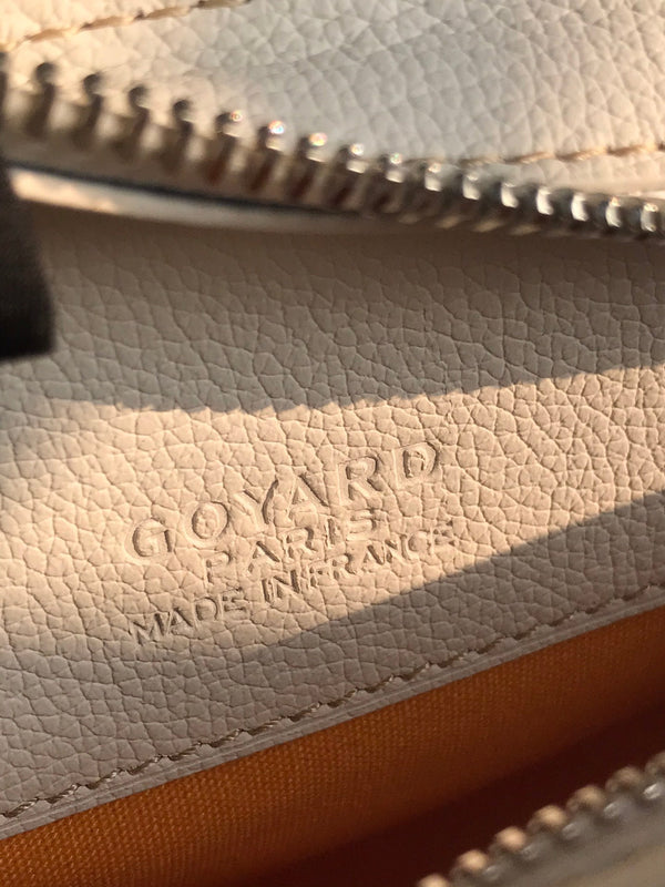 HIRONDELLE BAG 25 IN WHITE LAMBSKIN AND GOYARDINE CANVAS