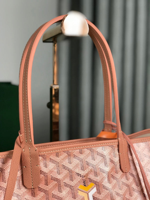 Saint Louis PM Bag 34cm In Pink Canvas Chevroches Calfskin