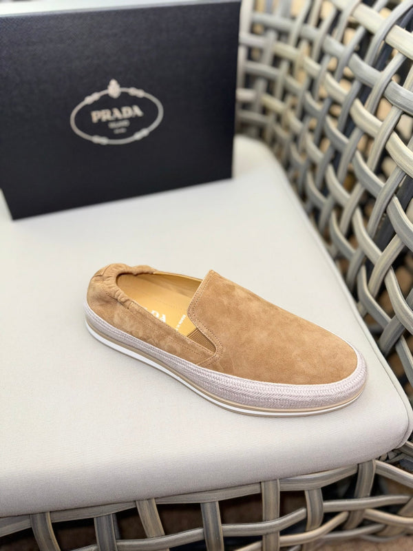 PRA LOAFER IN EGG NOG BEIGE SUEDE
