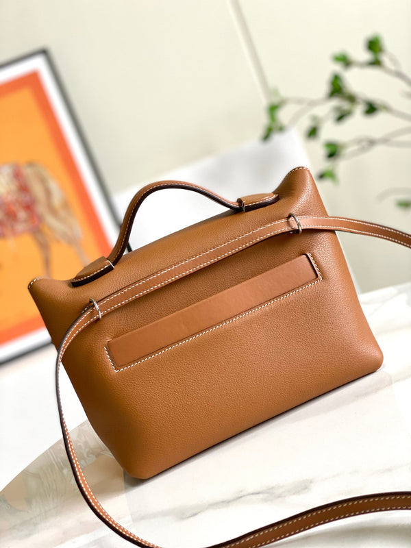 HM 24/24 Mini Bag 21cm Gold Evercolor Leather Silver Hardware