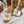 CHLOÉ WOODY WEDGE SANDALS IN WHITE CANVAS WITH CIDER BROWN RUBBER SOLE