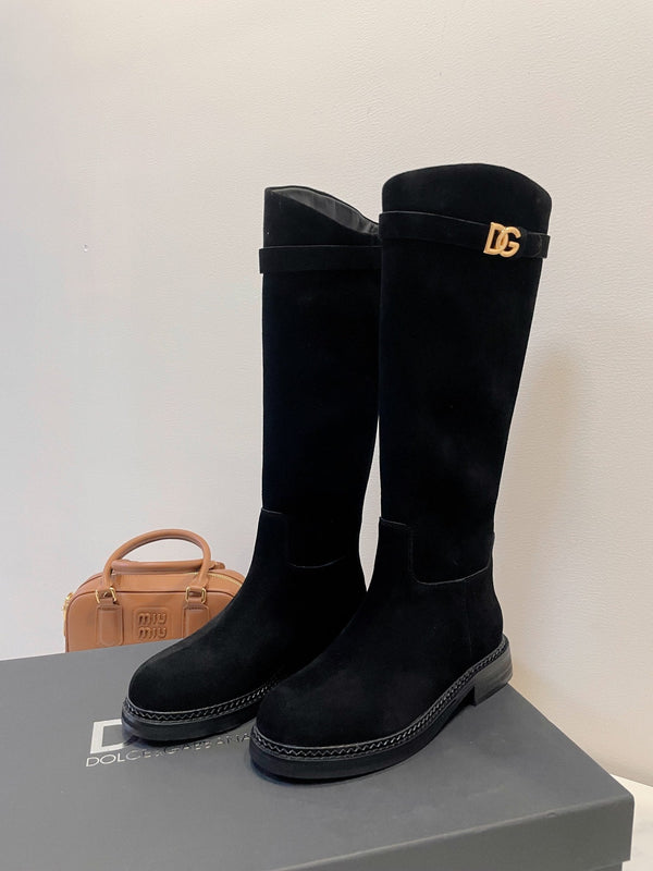 DC 24 Knee-High Boots Black Suede & Nubuck 999236