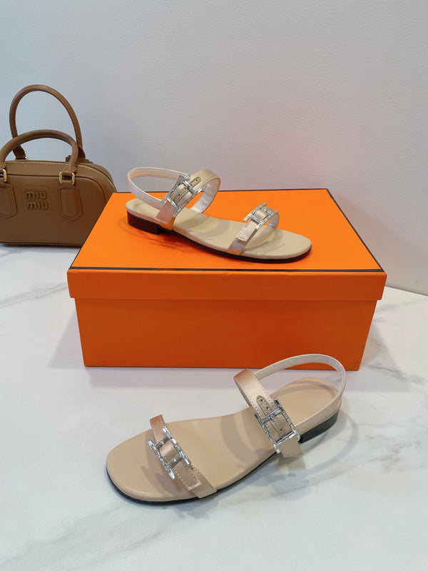 HM Paris Sandals Beige Lamskin 374210