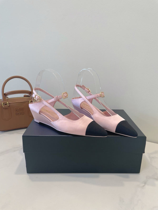 CC 26s T-Strap Slingbacks Black Pink Satin 941622