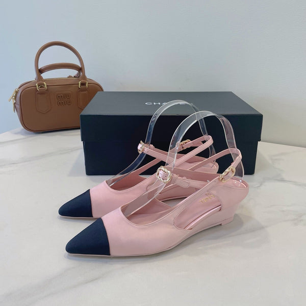 CC 26s T-Strap Slingbacks Black Pink Satin 941622
