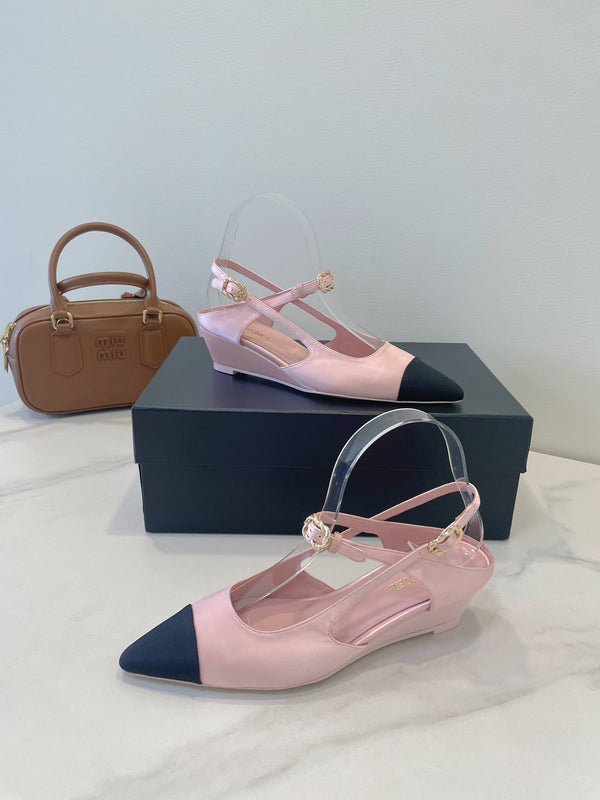 CC 26s T-Strap Slingbacks Black Pink Satin 941622