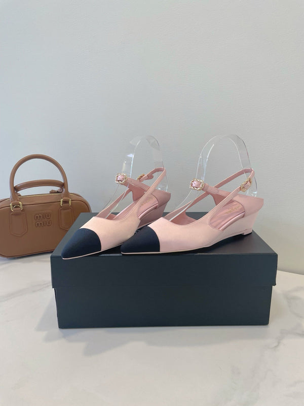 CC 26s T-Strap Slingbacks Black Pink Satin 941622