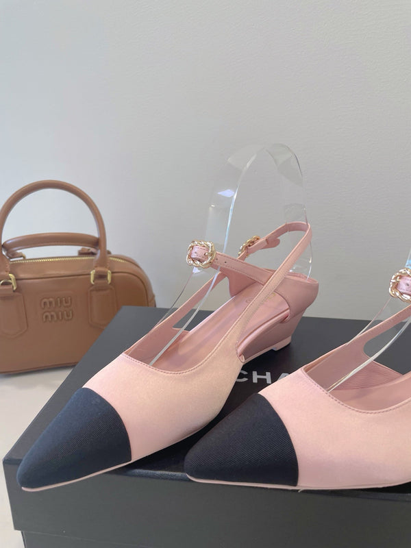 CC 26s T-Strap Slingbacks Black Pink Satin 941622