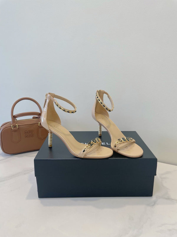 CC 26s High-Heeled Sandals 6.5cm Beige Lambskin 941626