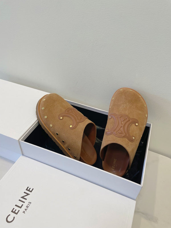 CL Pitea Clog In Cognac Suede Calfskin 319293
