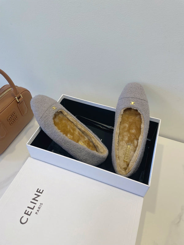 CL 26s Flat Shoes In Lavender Grey Wool