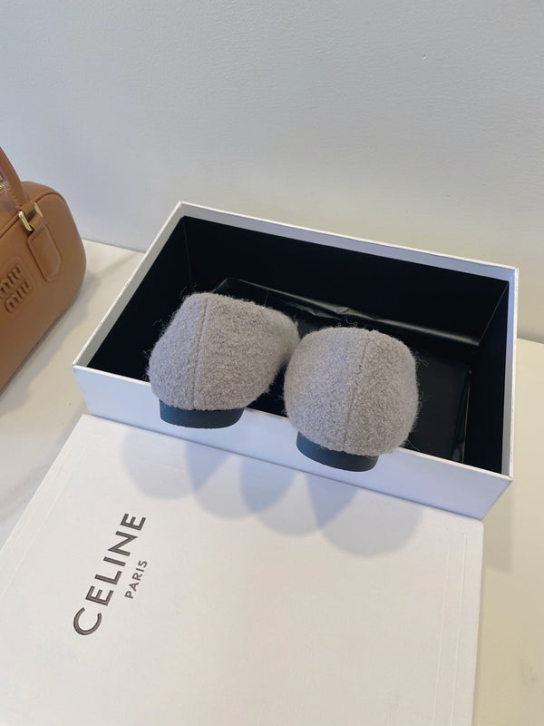 CL 26s Flat Shoes In Grey And Black Wool