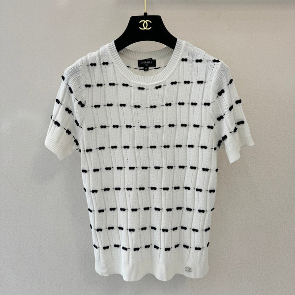 CC 26s Crew Neck Short-Sleeved Shirt White Tencel Silk 364284