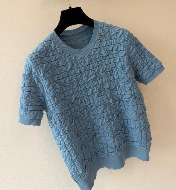 CD Crew Neck Short-Sleeved Shirt Stale Blue Slik 394819