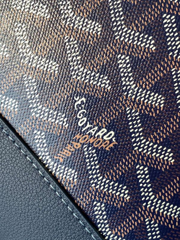 CISALPIN DOCUMENT CASE 39 IN NAVY BLUE GOYARDINE CANVAS AND CALFSKIN