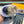 FINGERLESS GLOVES IN ELECTRIC BLUE MONOGRAM DENIM AND LAMBSKIN WITH RABBIT FUR 458591