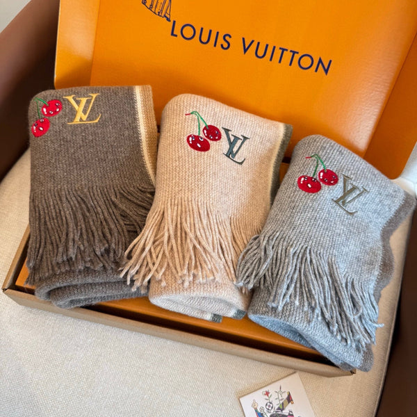 LV 25ss Scarf 180CM Light Beige Knitted Cashmere 292790