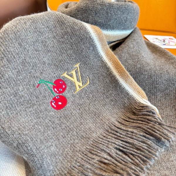 LV 25ss Scarf 180CM Brown Knitted Cashmere 292791