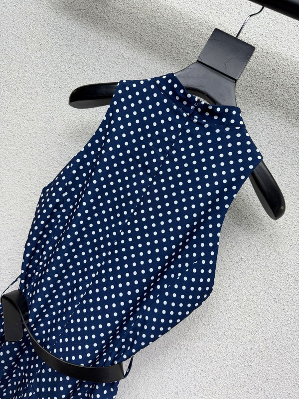 Pra 26s Polka Dot Dress Blue White Polyester 398332