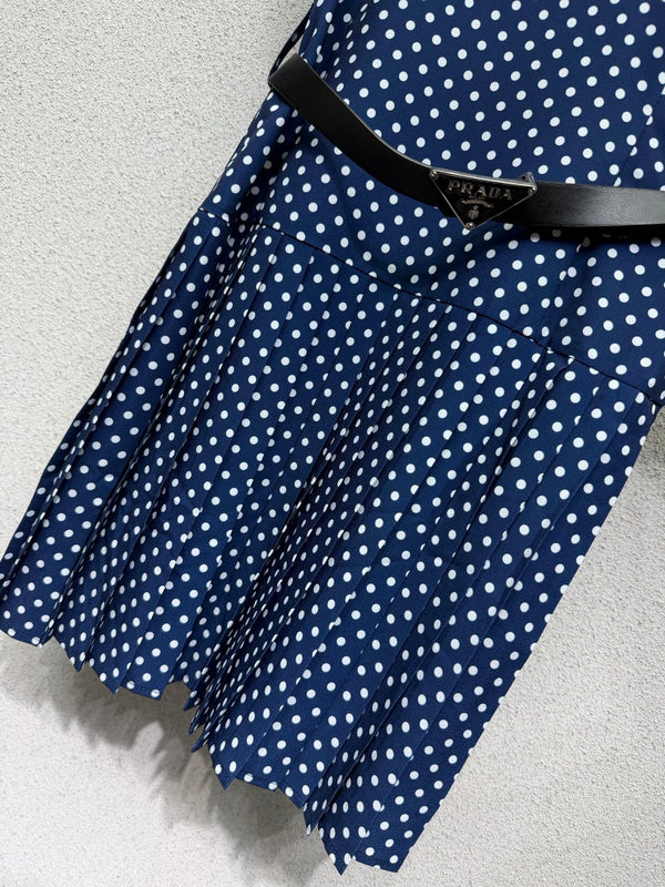 Pra 26s Polka Dot Dress Blue White Polyester 398332