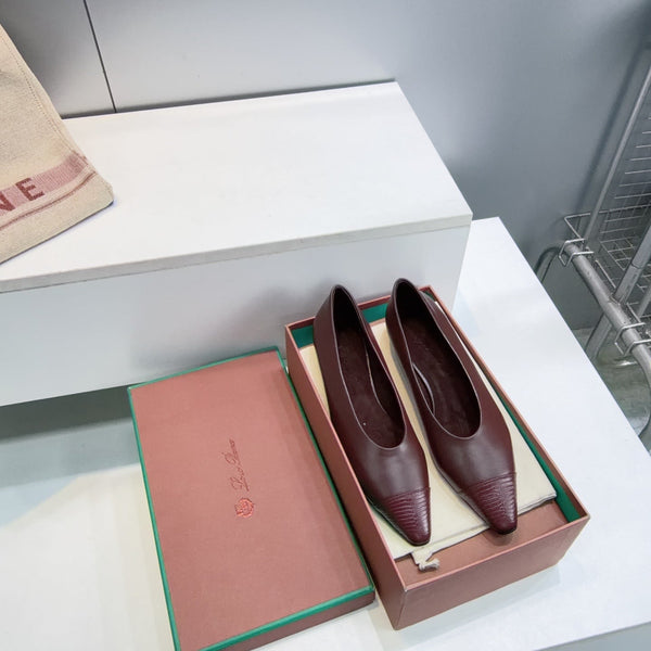 LP Rebecca Cap-Toe Ballet Flats 26s Burgundy Calfskin Leather 107410
