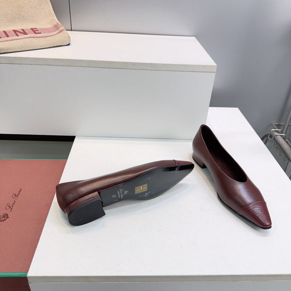 LP Rebecca Cap-Toe Ballet Flats 26s Burgundy Calfskin Leather 107410