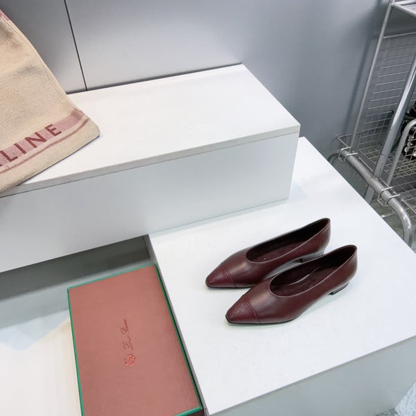LP Rebecca Cap-Toe Ballet Flats 26s Burgundy Calfskin Leather 107410