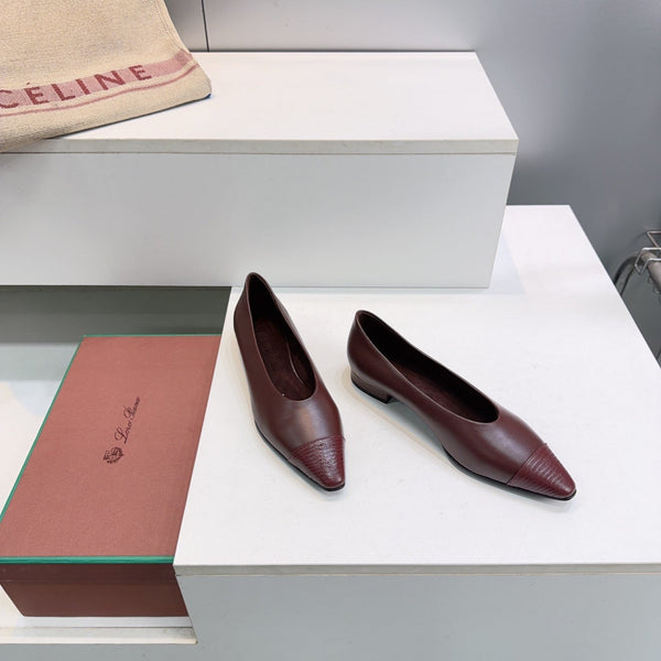 LP Rebecca Cap-Toe Ballet Flats 26s Burgundy Calfskin Leather 107410