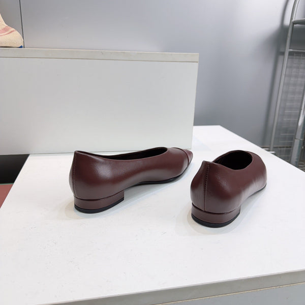 LP Rebecca Cap-Toe Ballet Flats 26s Burgundy Calfskin Leather 107410