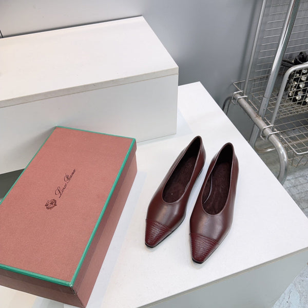 LP Rebecca Cap-Toe Ballet Flats 26s Burgundy Calfskin Leather 107410