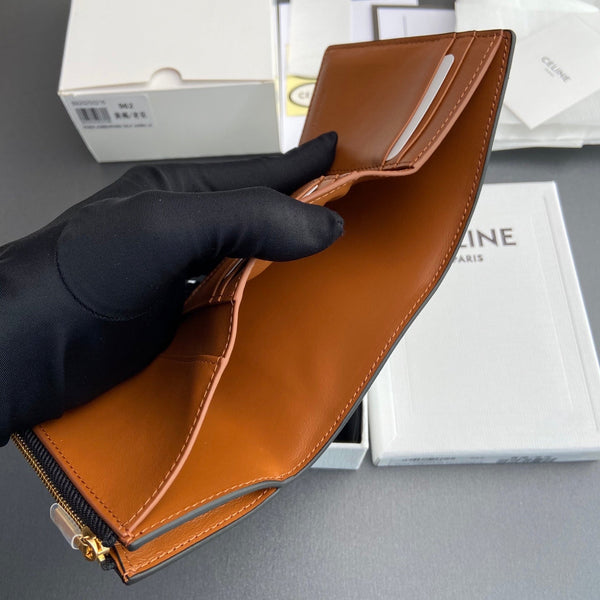 TRIOMPHE Fine Strap Wallet Nino Tan Cowhide & Canvas GHW