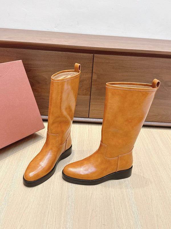 LP Mid-Calf Boots 20mm Brown Cowhide Sheepskin 447744
