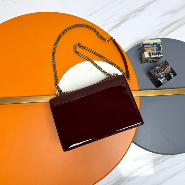 YSL Sunset Bag 22cm Burgundy Patent Leather 285543