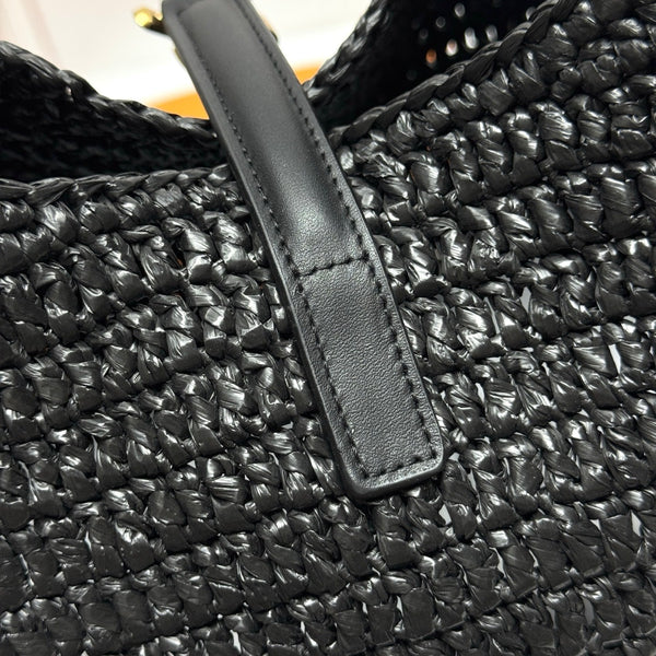 YSL 5A7 Large Bag Black Raffia