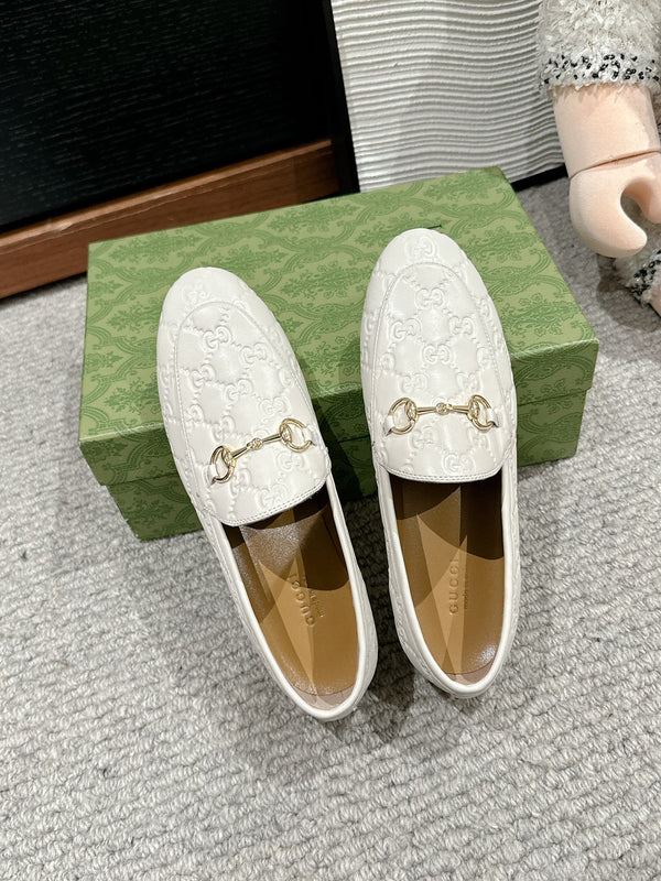 Horsebit Jordaan Loafer White GG Leather