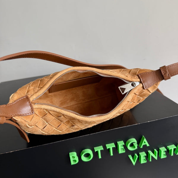 BV Traveler Phone Pouch Brown Intrecciato Suede