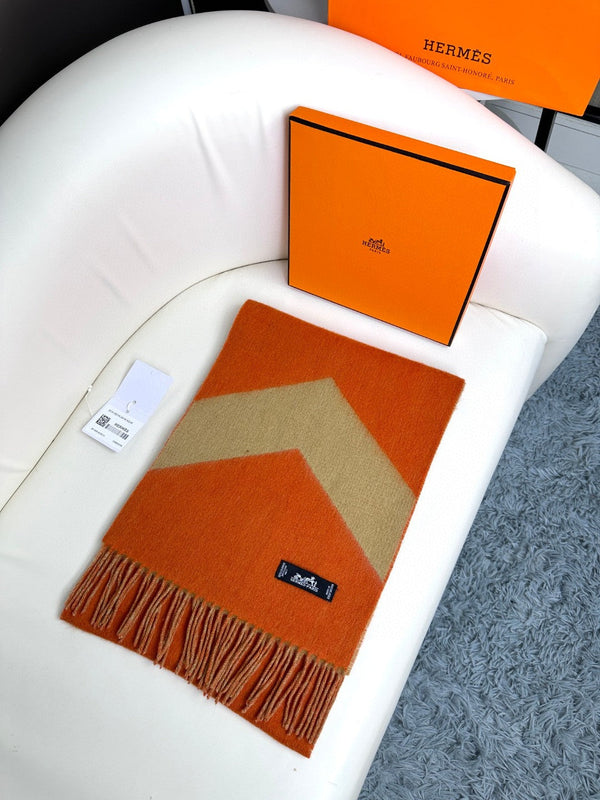 SCARF 190 CM IN RUST ORANGE MIX LIGHT YELLOW CASHMERE 370396