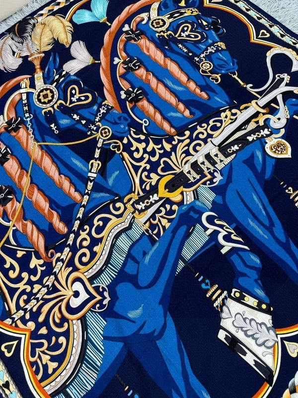 HM 26s Printed Square Scarf 135 In Cashmere And Silk 309425