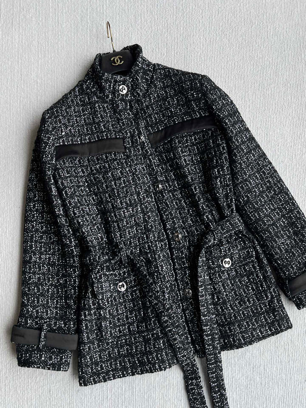 Chanel 2025 Belt Jacket Black Wool Cashmere 318587