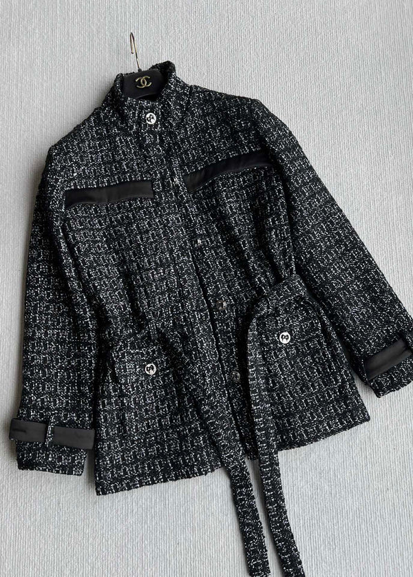 Chanel 2025 Belt Jacket Black Wool Cashmere 318587