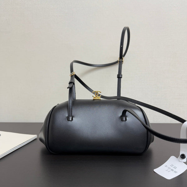 CC 26A Long Shoulder Handbag 28cm Black Lambskin