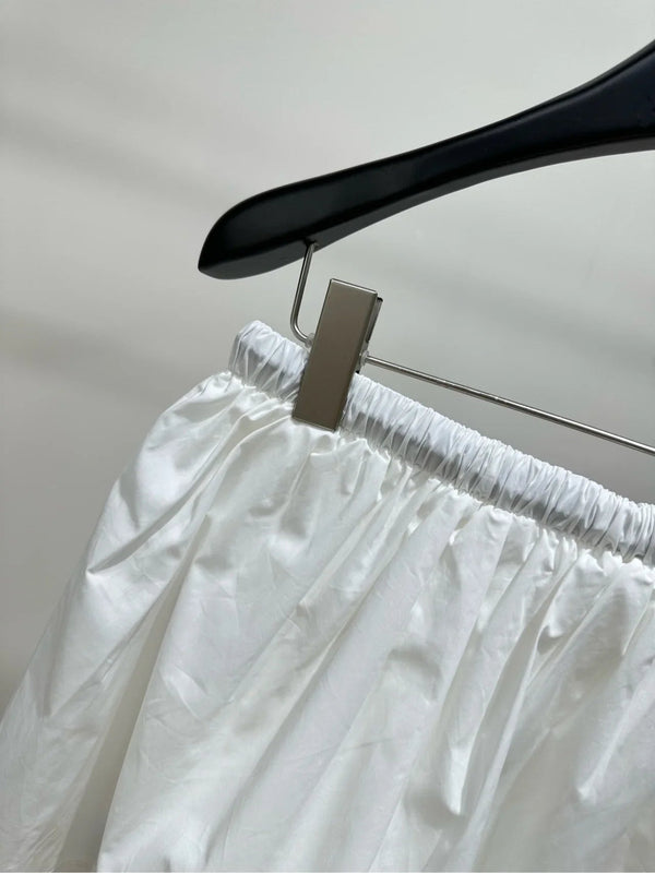 Miumiu 2026 Drawstring Casual Workwear Skirt White Cotton 359056