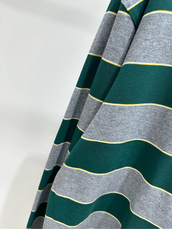 Miu 26s Striped Jersey Sweatshirt Green Gray Cotton 349692