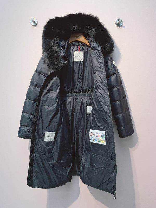 Moncler 25 Long Down Jacket With Rabbit Fur Collar 289112