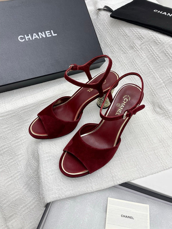 CC 25p Slingback Heel 8cm Burgundy Suede