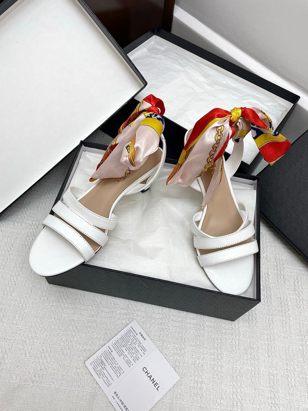 CC 25SS Sandals 5cm Three Straps White Calfskin 338326
