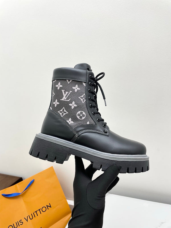 LV 25 Ankle Boots Black Monogram Cowhide 576224